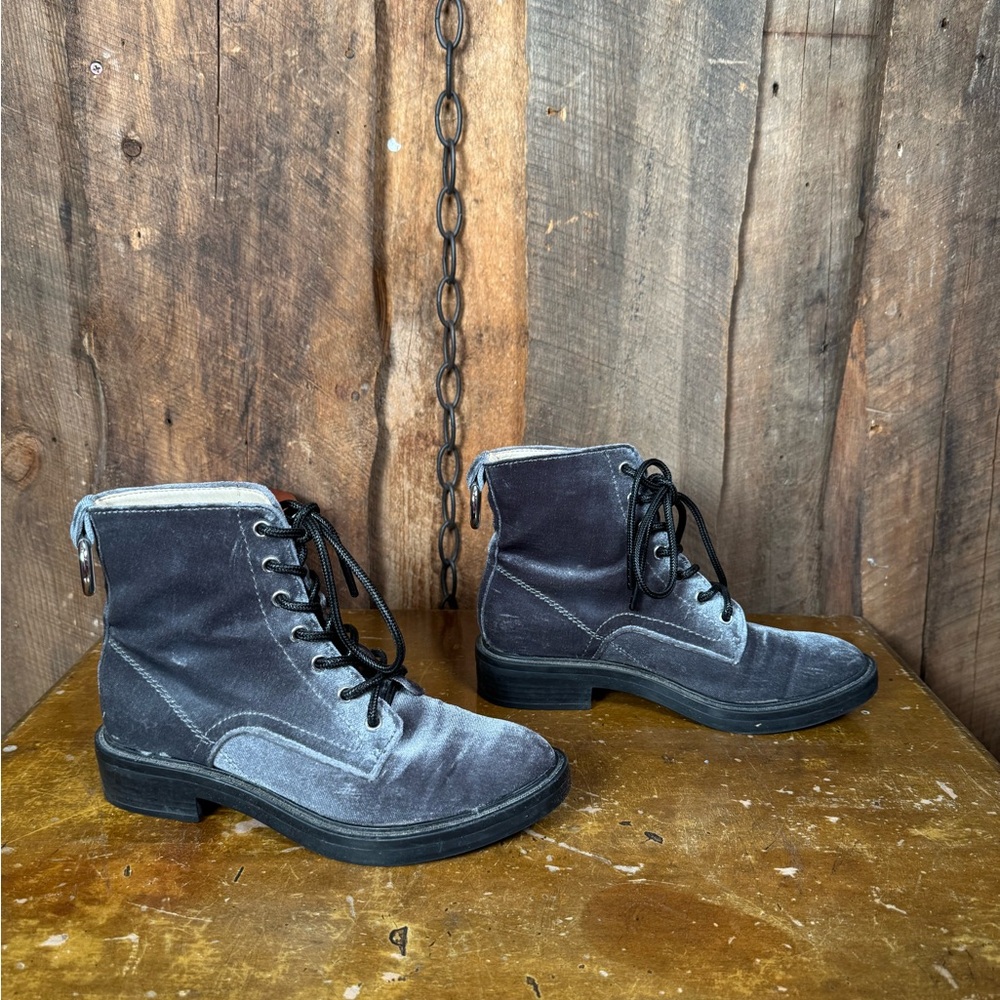 Dolce Vita Gray Velvet Bardot Ankle Boots